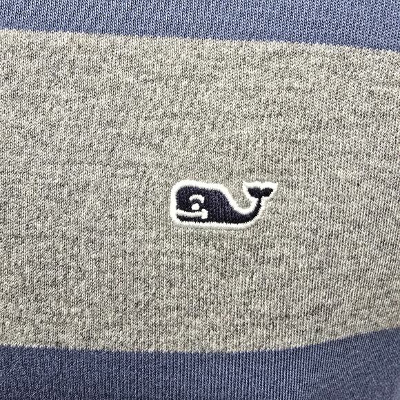 VINEYARD VINES Saltwater 1/4 Quarter Zip Sweater Men L Blue Gray Striped Cotton - Picture 4 of 11